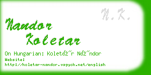 nandor koletar business card